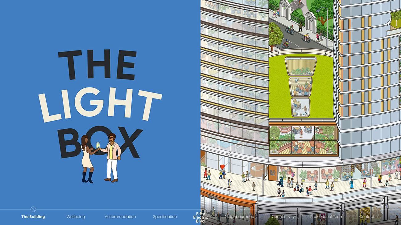 Lightbox eventspace 50 Electric Boulevard Brochure Illustrations