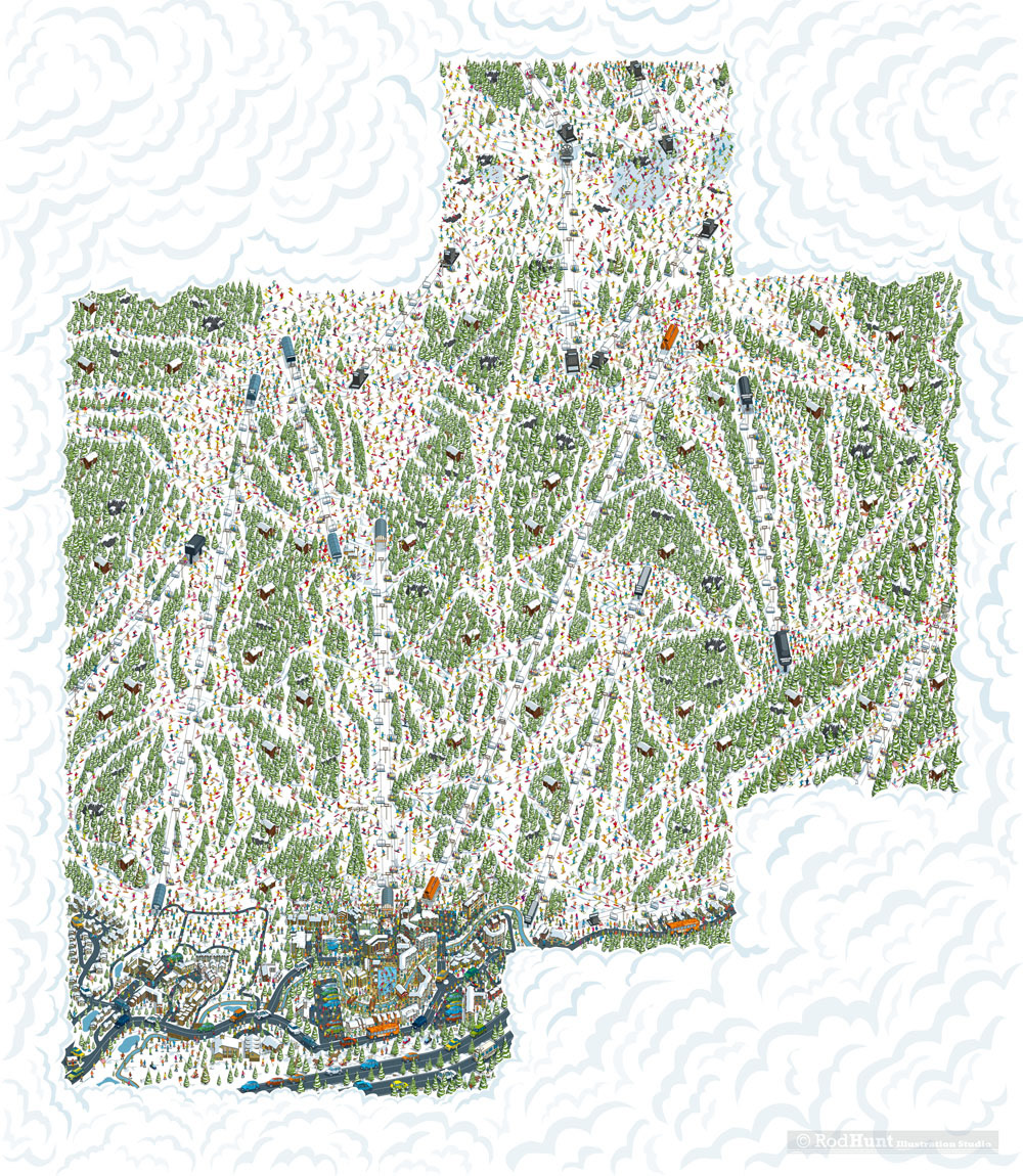 Ski Resort Trail Map illustration for the Copper Mountain Resort in Colorado