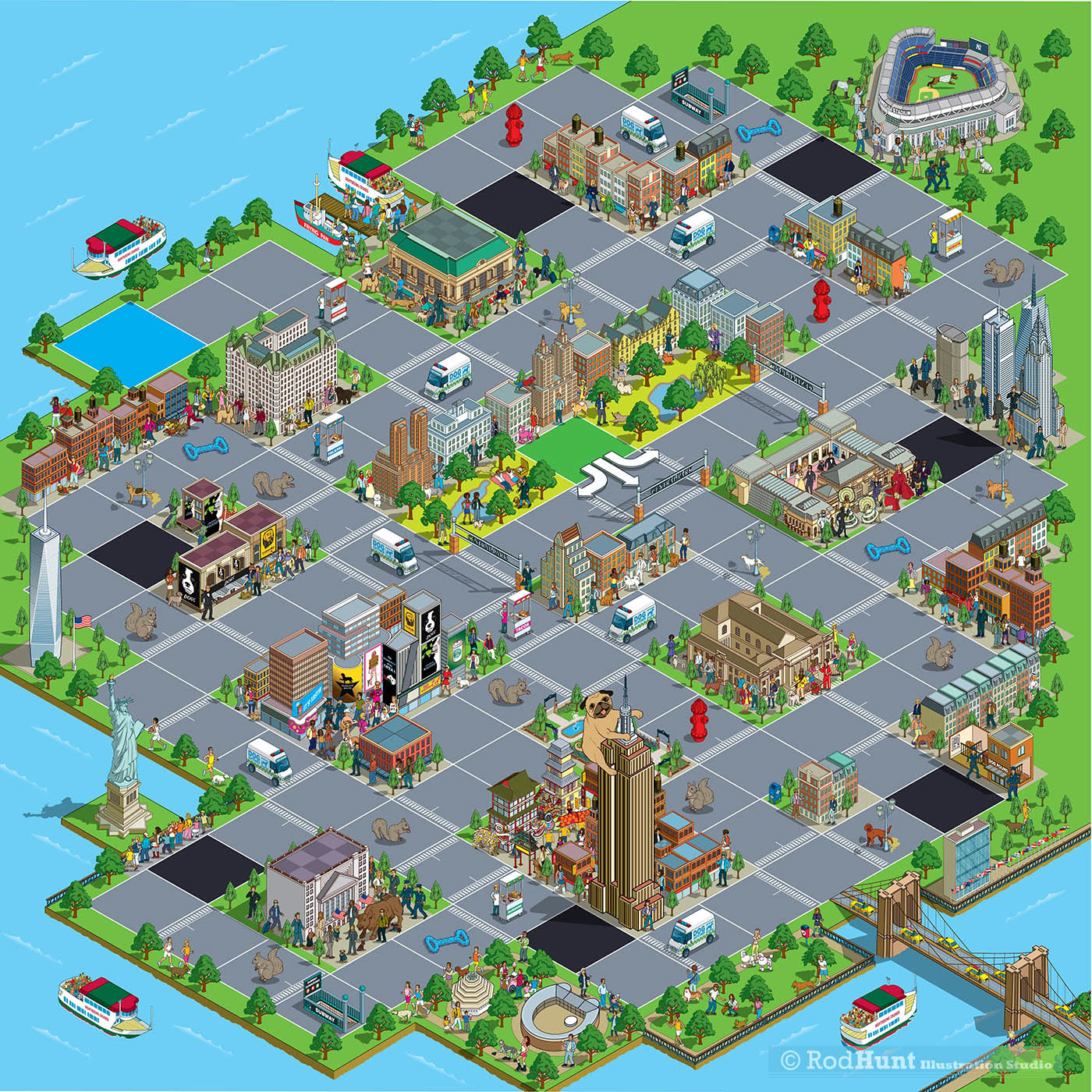 Isometric Board game illustrations by Rod Hunt