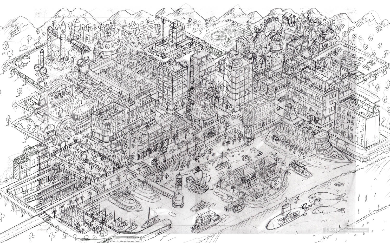 Original pencil sketch for the illustration
