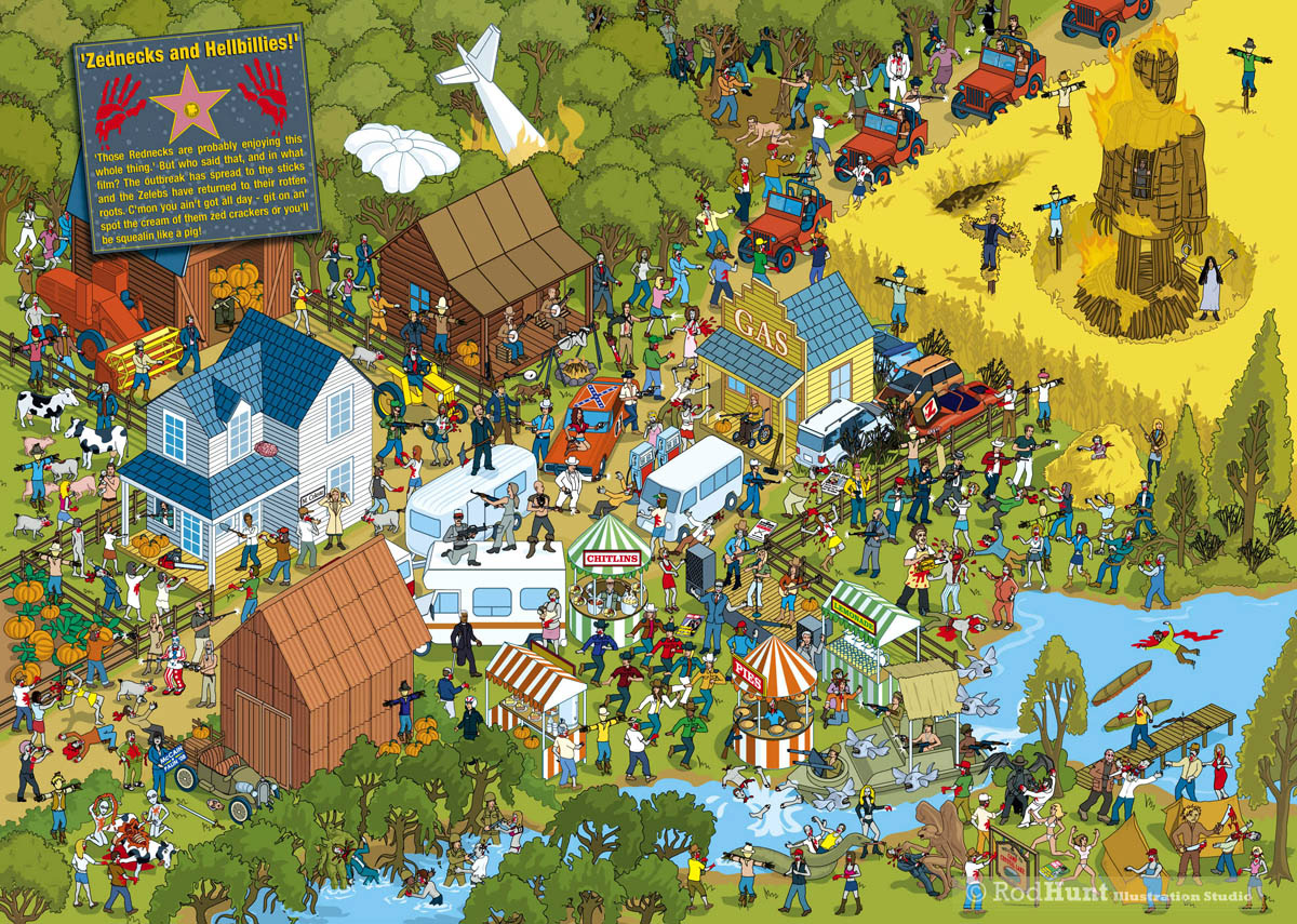 Zombie Hunt Search and Find picture book illustration