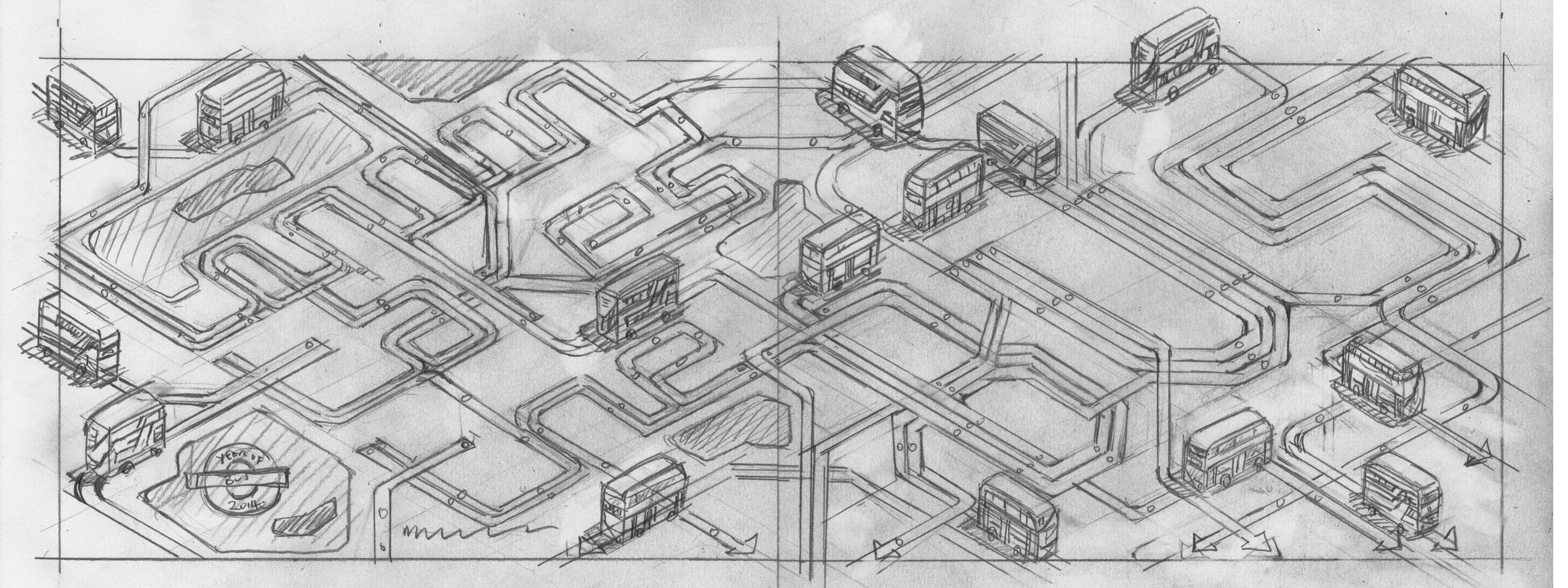 Original concept drawing for Transport for London design project