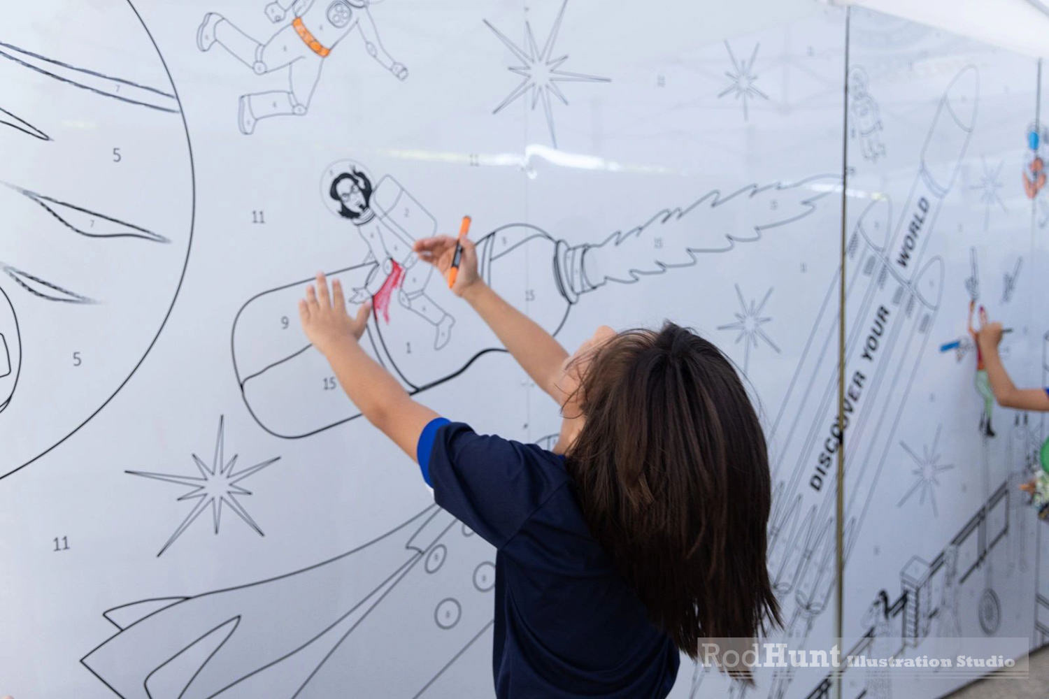 Huge illustrated colouring book wall mural 