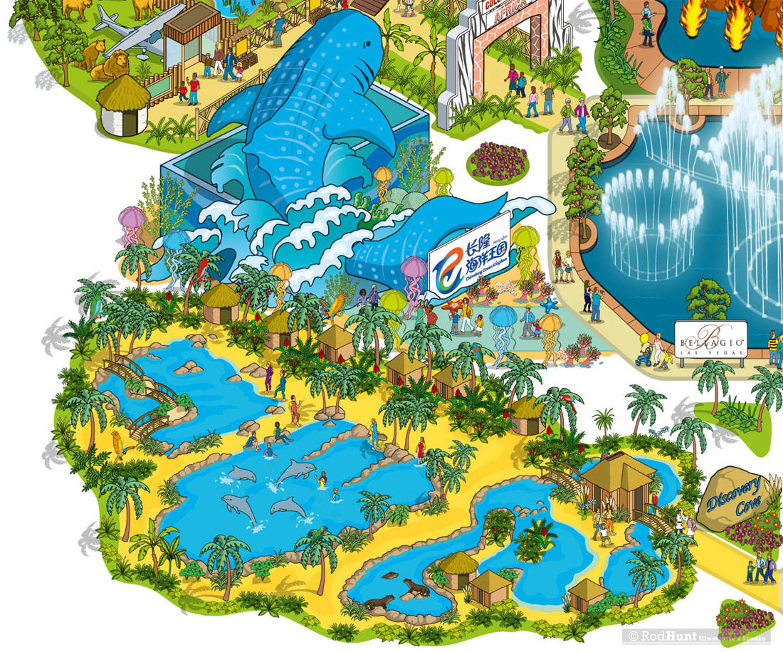 Map Illustrations for Sealife, aquariums and Marine Park Experiences