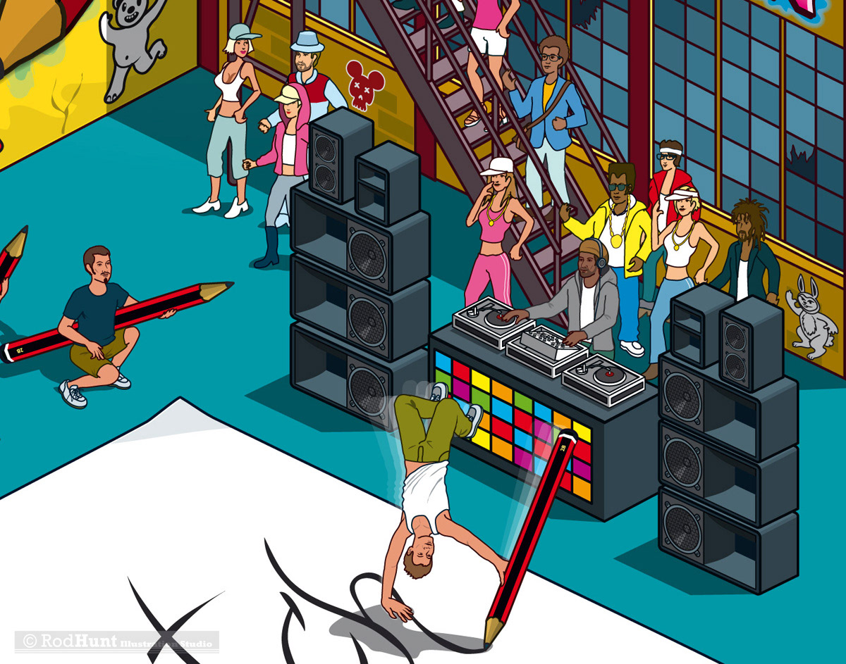 Illustrations of a Hip Hop and Rap DJ 