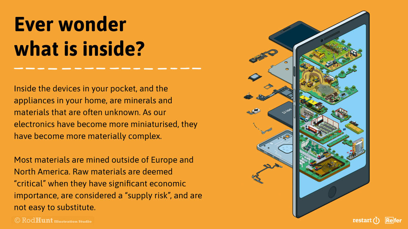 Mobile Phone Isometric Cutaway Illustration by Rod Hunt