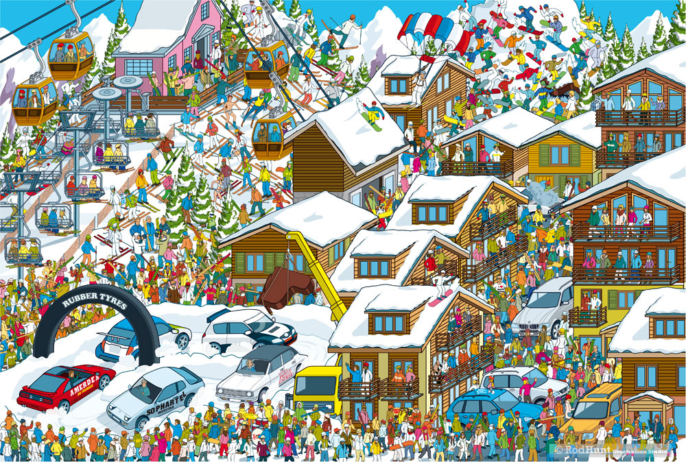 Detailed Ski Resort illustrations