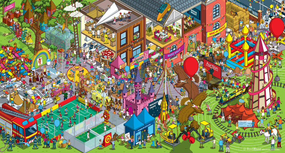 Where's Pudsey? Bank of Scotland Children in Need Where's Waldo / Wally? style search and find illustration