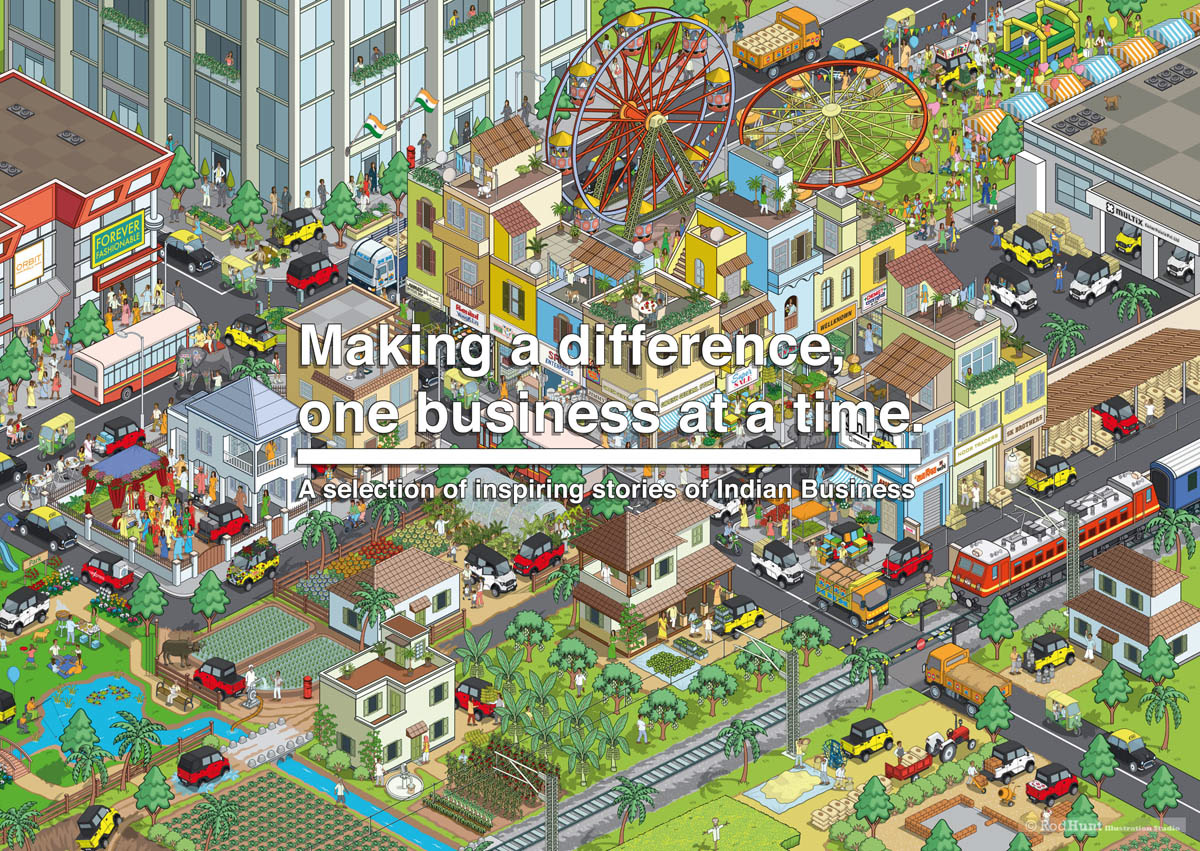 Illustrated isometric Cityscapes of India