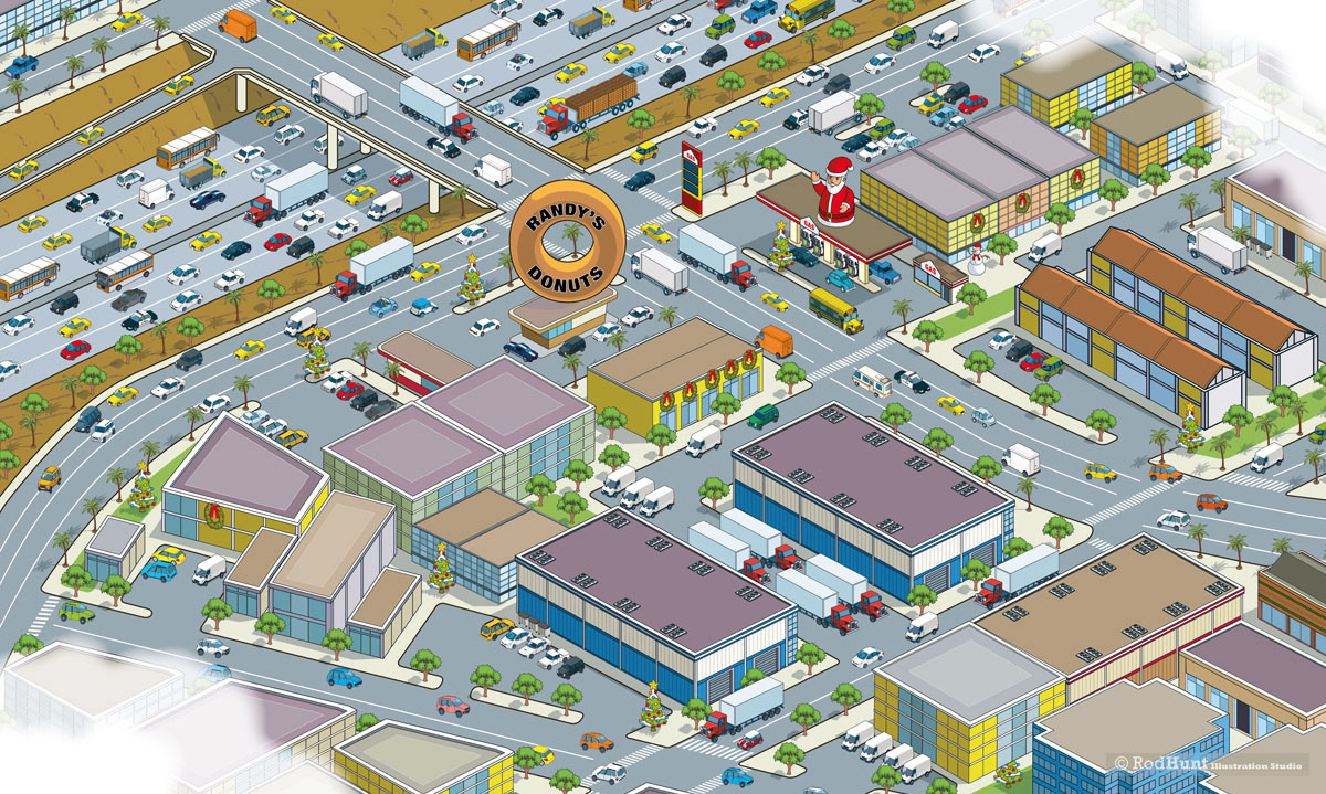 Randy's Donuts, Los Angels Landmark illustrated by Rod Hunt