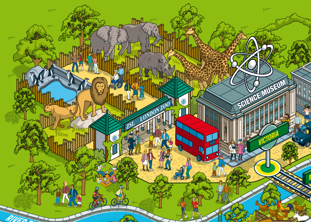 London Zoo Map Illustration 
