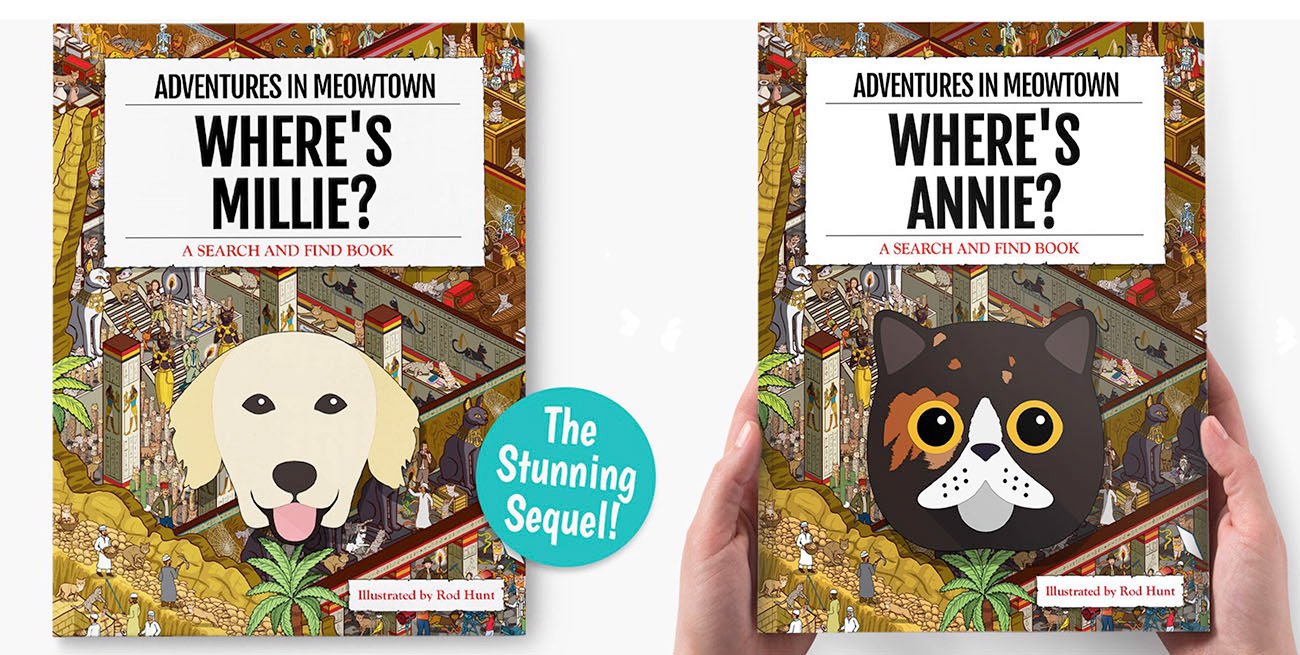 Personalised Where's Your Dog / Cat Book, a search and find puzzle book where your own pet is the star!