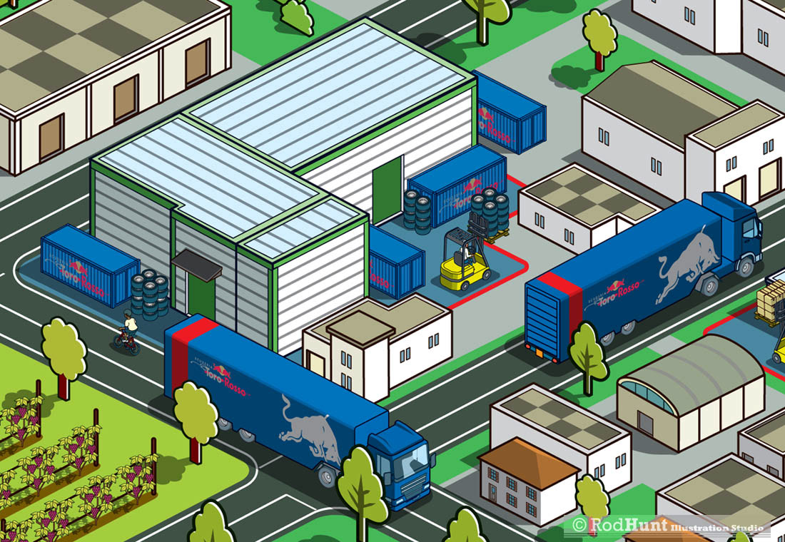 F1 Factory guide Pixel Art illustrated by Rod Hunt for Toro Rosso