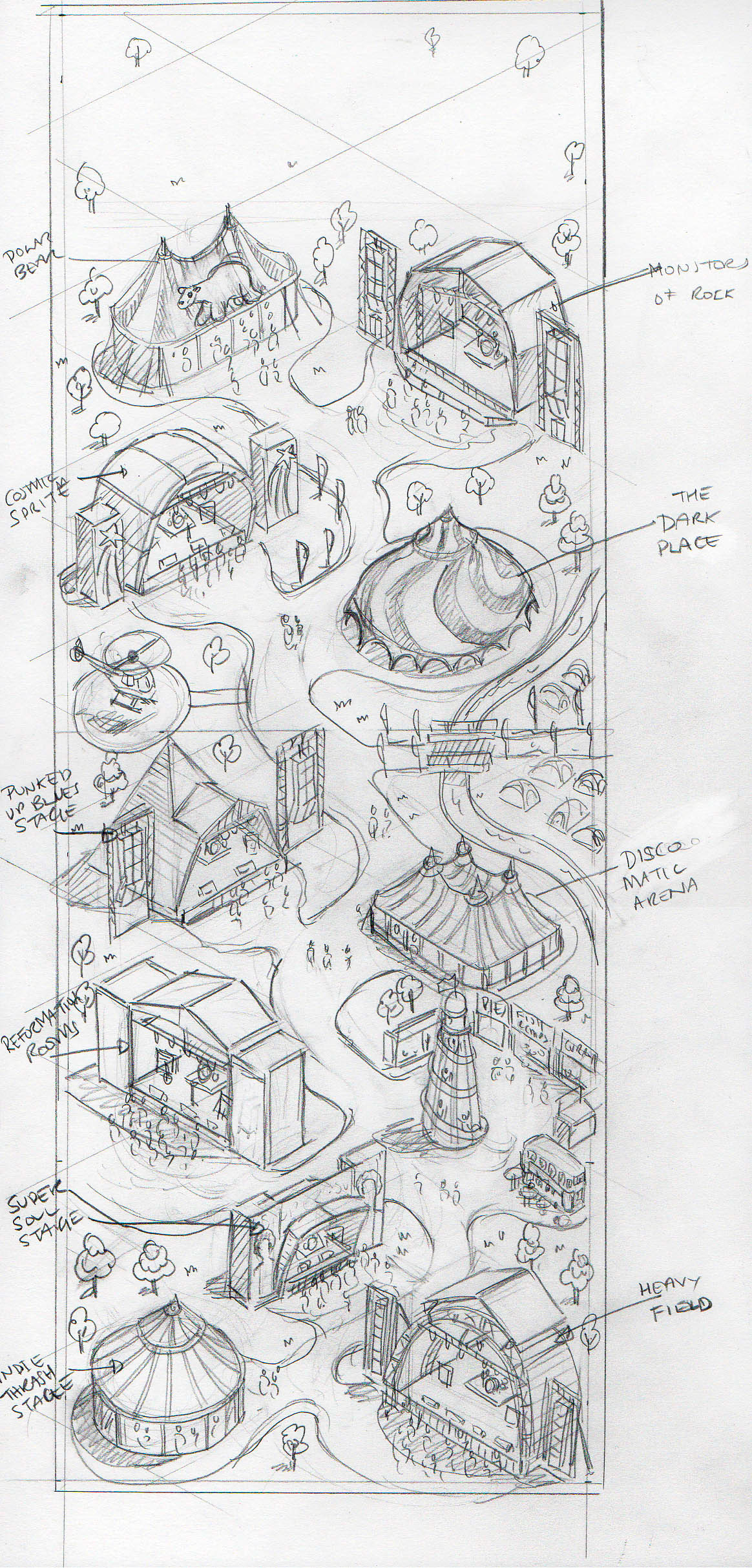 Hand Drawn maps for music and pop festivals