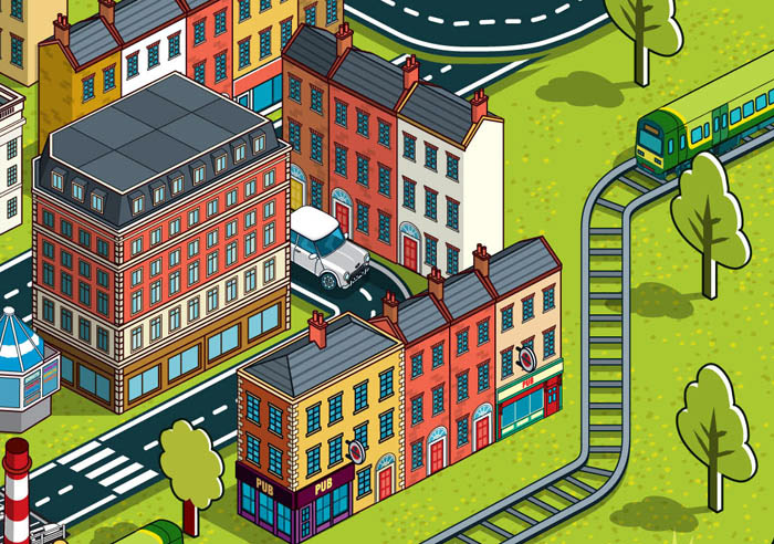 illustrated isometric maps for cities and tourism