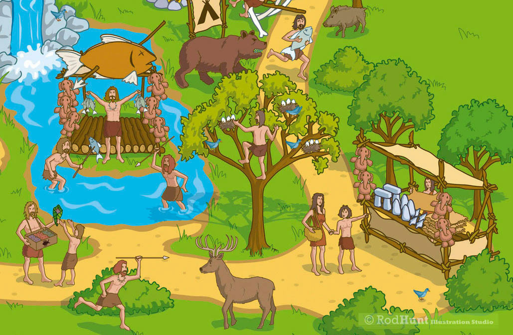 Hunter-gatherers theme Park Map illustration