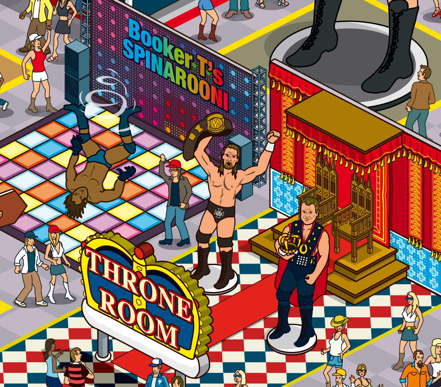 The stars of WWE portrait art and illustrations by Rod Hunt