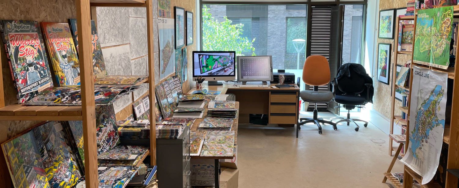 The artist studio of Rod Hunt Illustrator at Second Floor Studios & Arts in London