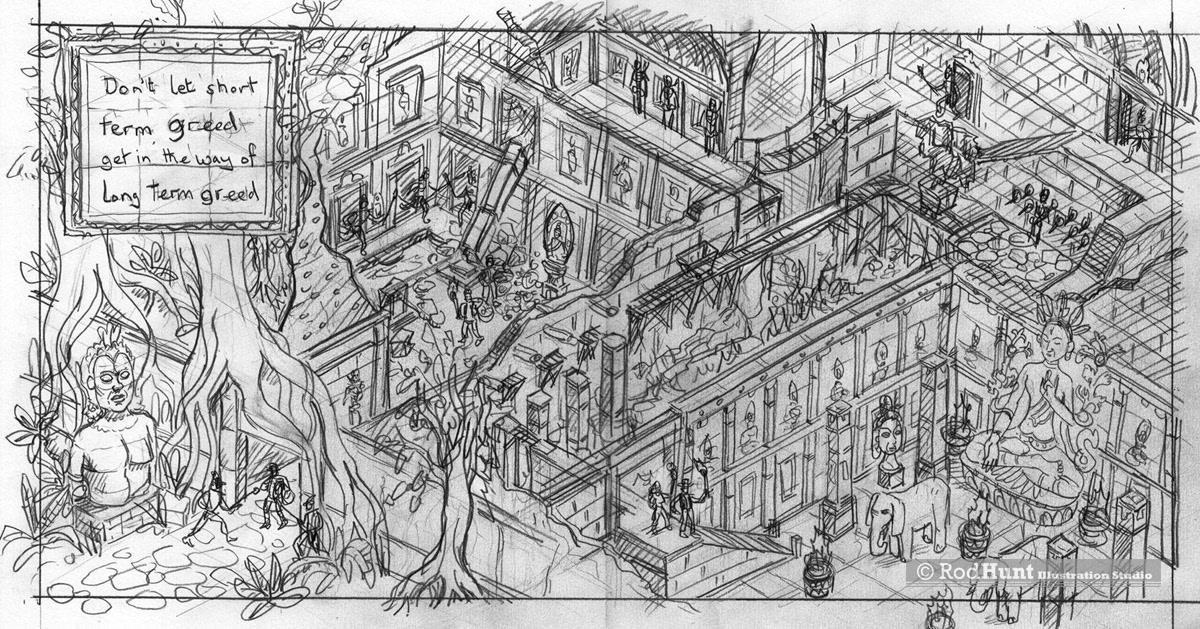 Concept pencil Drawing for Adventure Illustration
