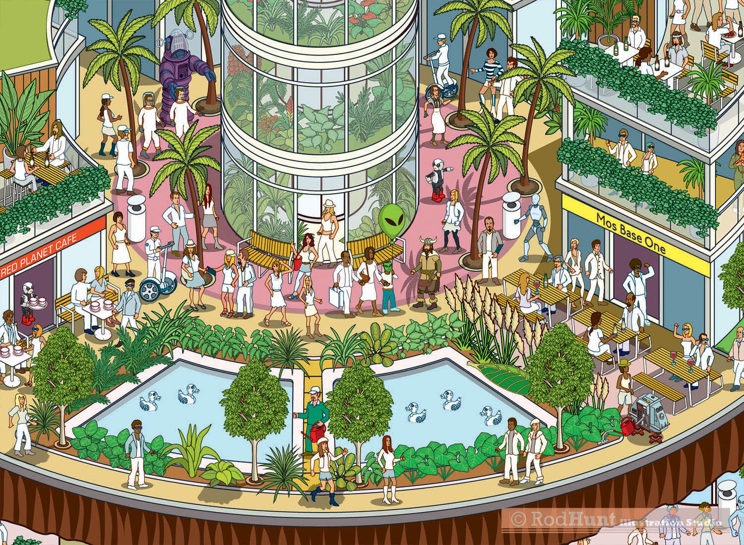Illustrated Mars City Colony Cutaway