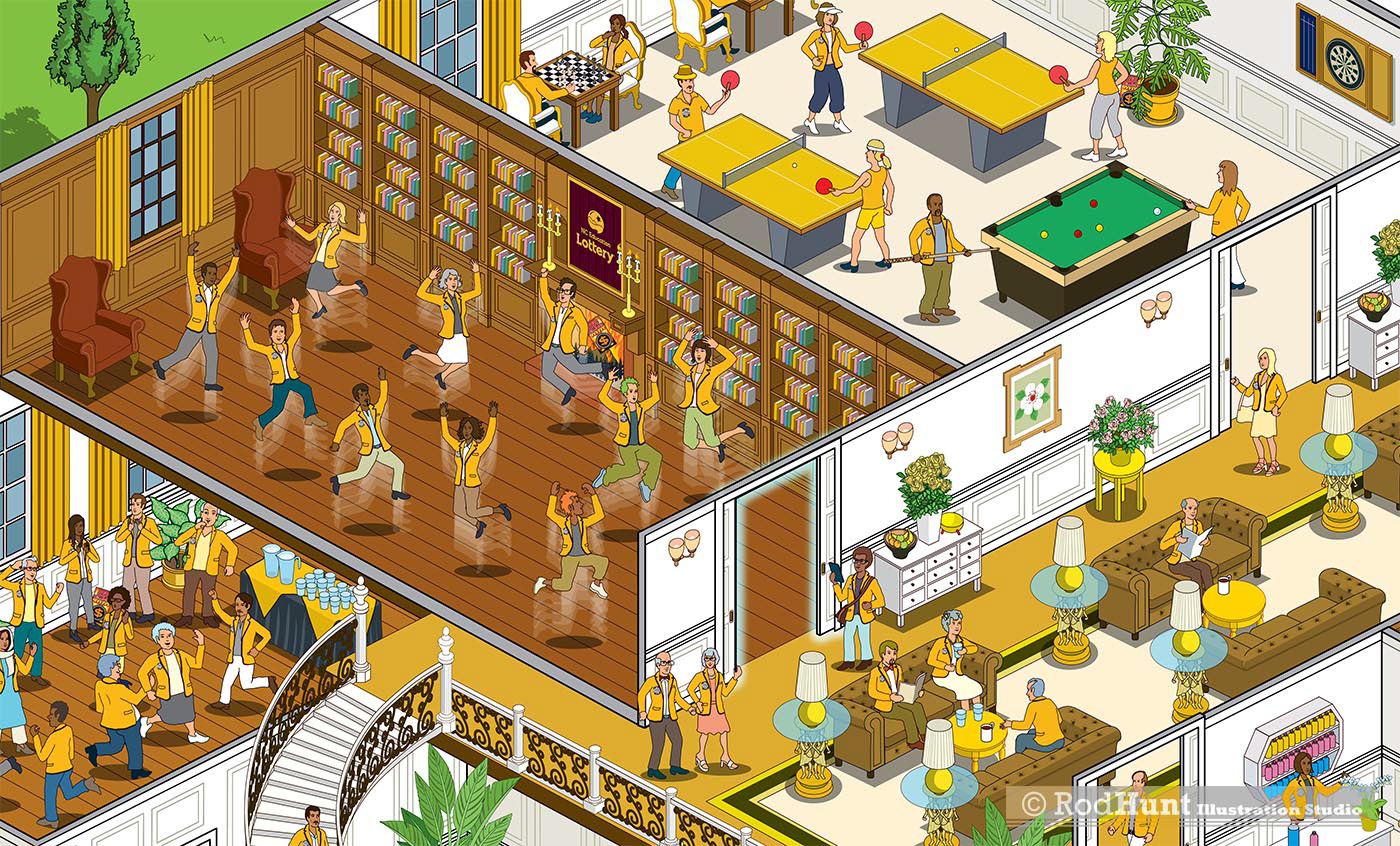 Search and find illustration for lottery promotion