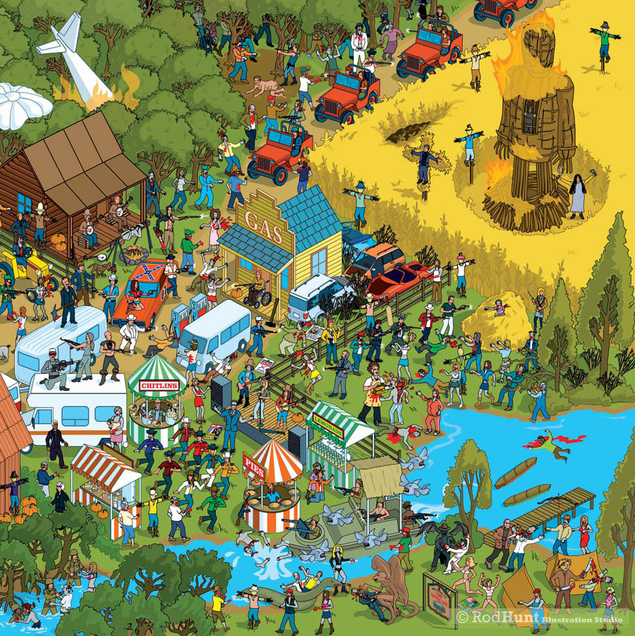 Search and Find book on Horror Movies and a satire on popular culture illustrated by Rod Hunt