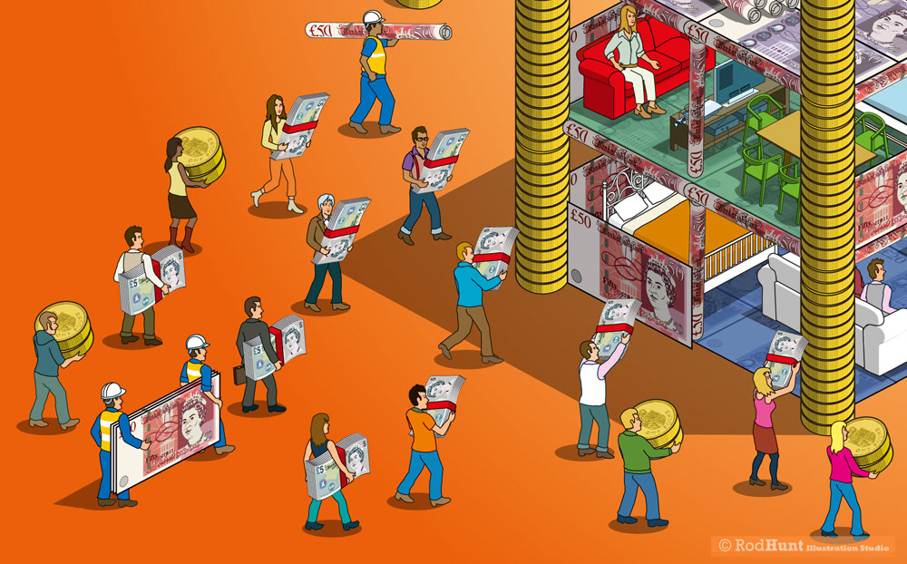 Money illustrations for Property Week magazine 