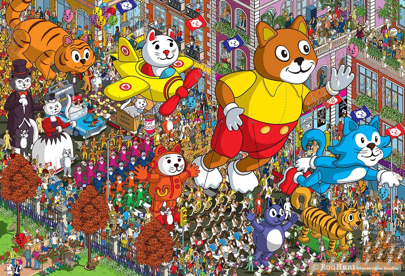 Yappy.com Where's Your Cat/Dog? Adventures in Meowtown: Personalised search and find Book - Macy's Style Parade illustration