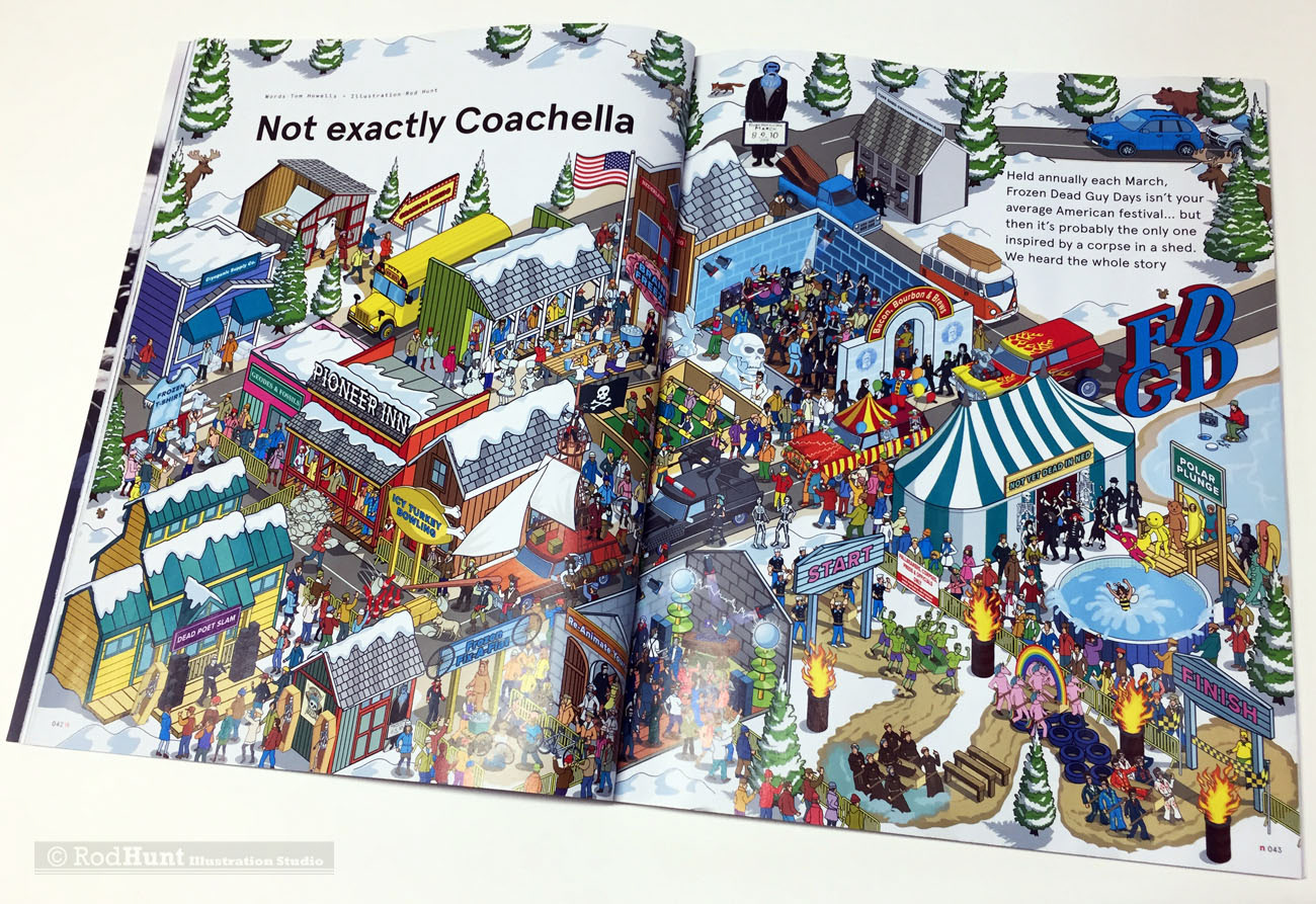 Editorial illustration in-flight magazine