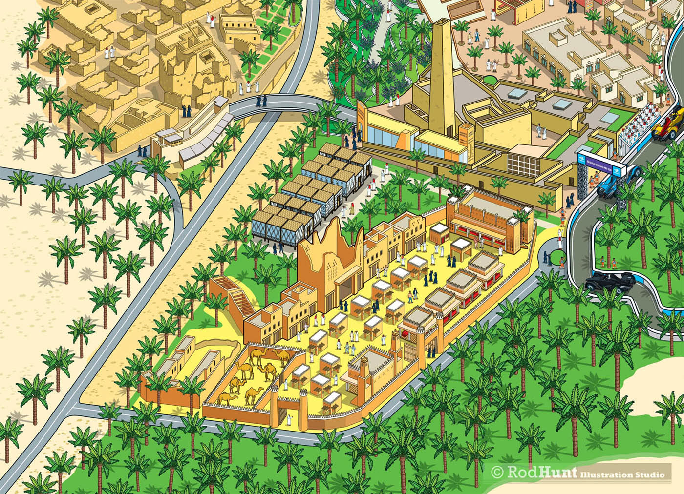 Heritage and Historic Location Tourist Visitors Guide Map Illustration