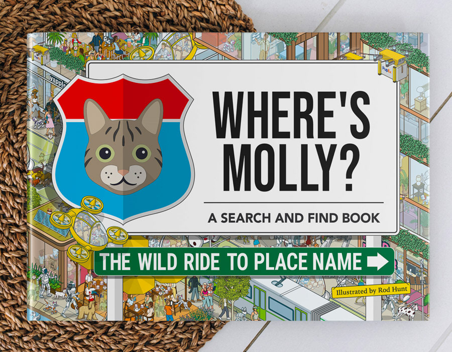 Where's Your Dog / Cat? The Wild Ride To... Illustrated Search and find books from Yappy.com a custom Where's Wally / Waldo style crowd puzzle picture book for your own dogs and cats