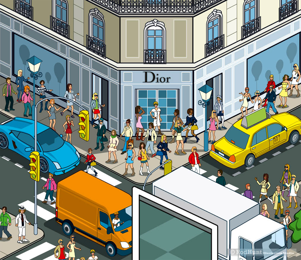 Dior store illustrations for The Business of Fashion