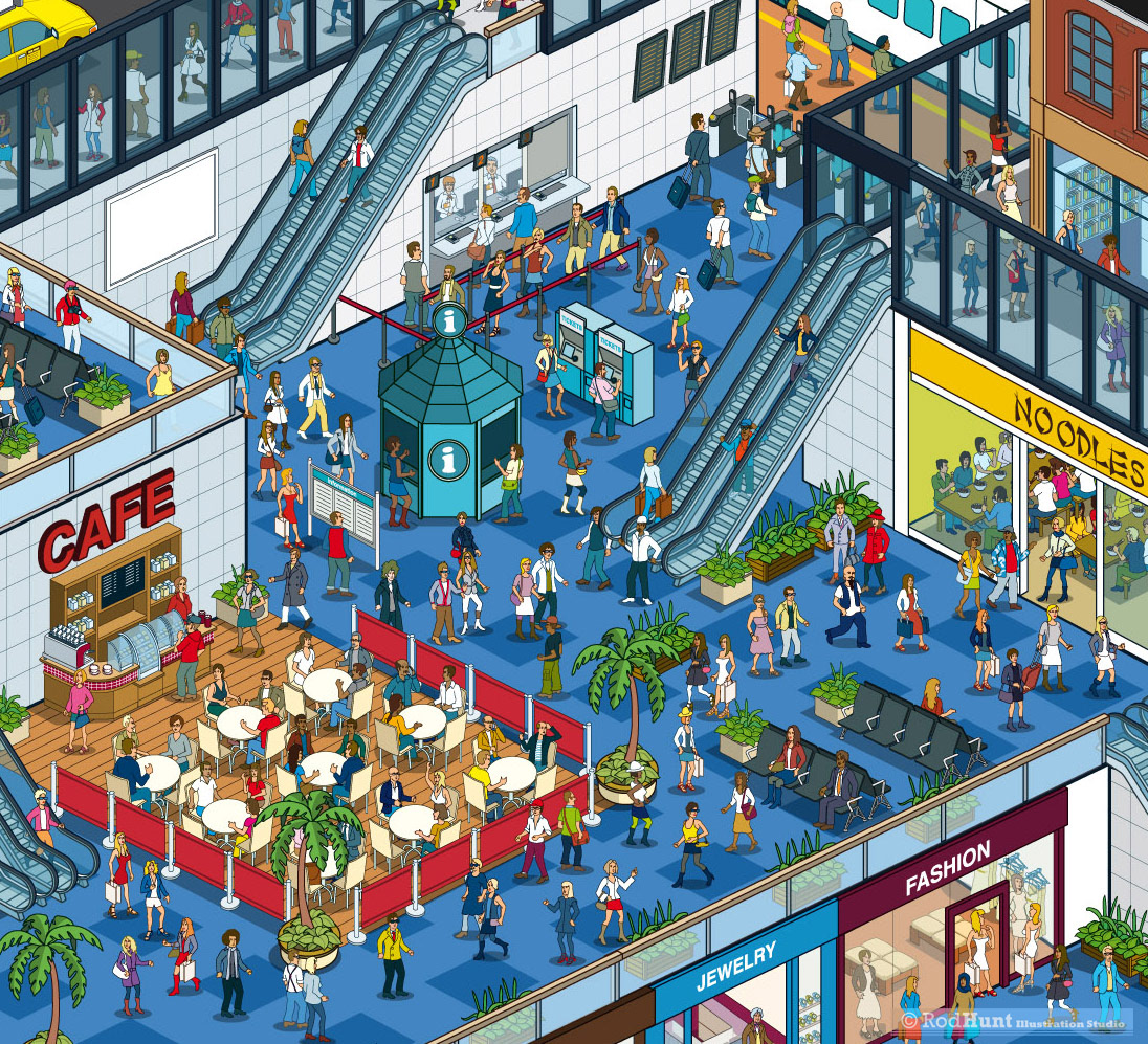 Detailed Illustrations of a US city