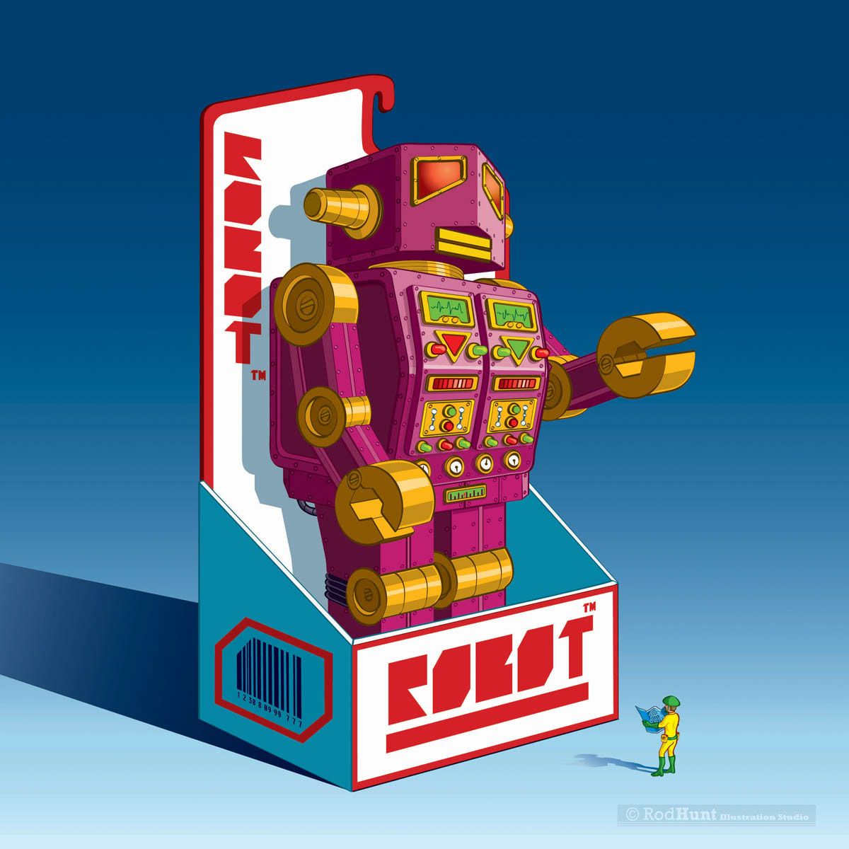 Retro Robot Poster Illustration 