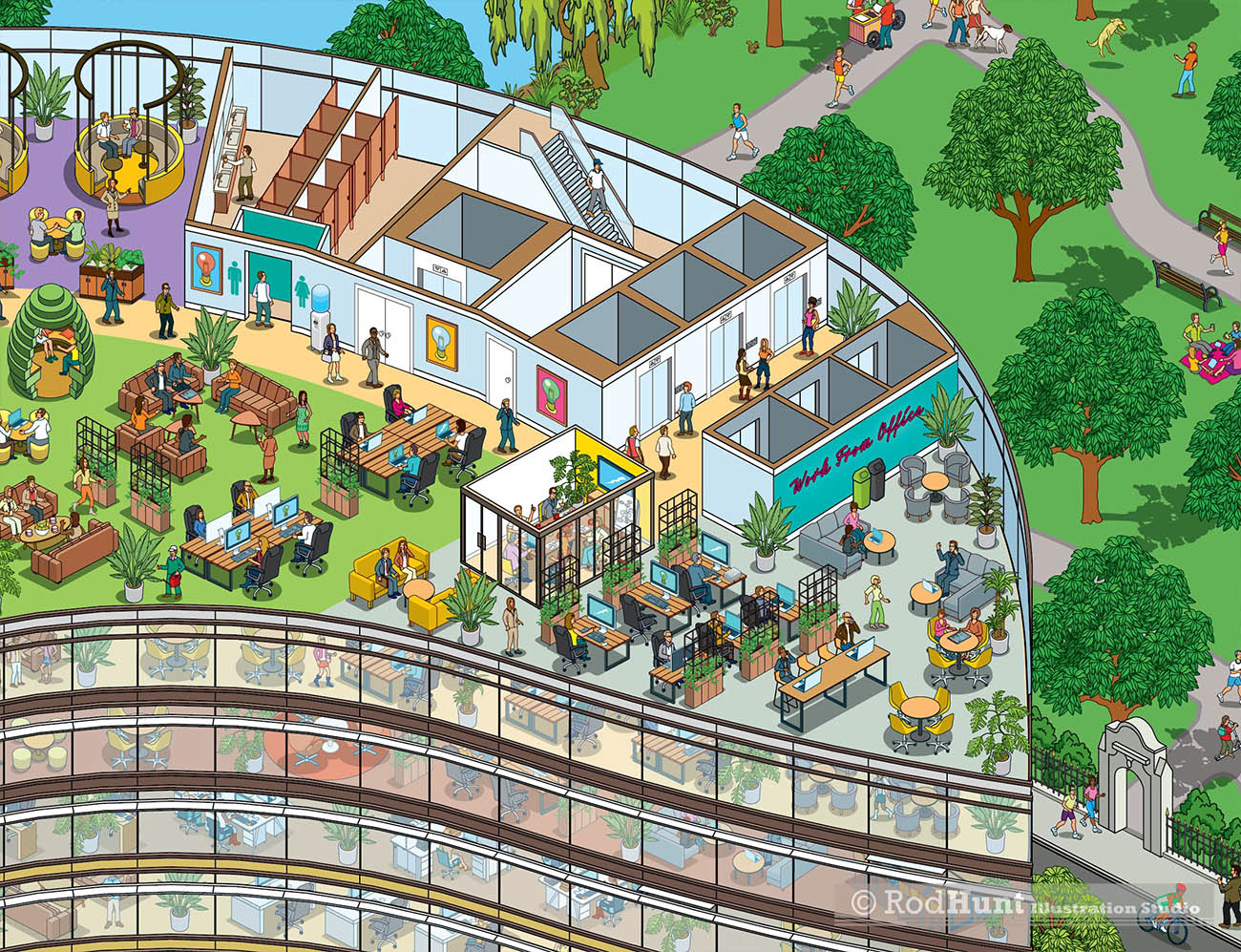 50 Electric Boulevard Battersea cutaway office building floor reveal architecture Illustration