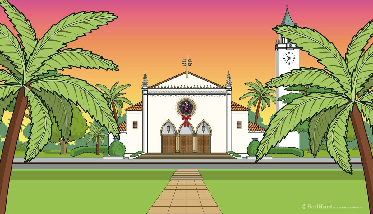 Loyola Marymount University Chapel illustrated by Rod Hunt