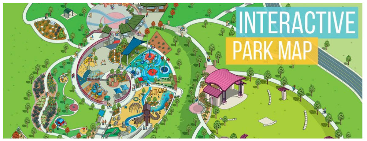 Illustrated Interactive city park Map for a visitors guide