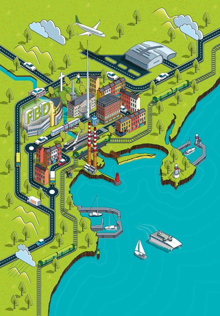 Dublin Isometric City Map Illustration - Illustrated Advertising Campaign