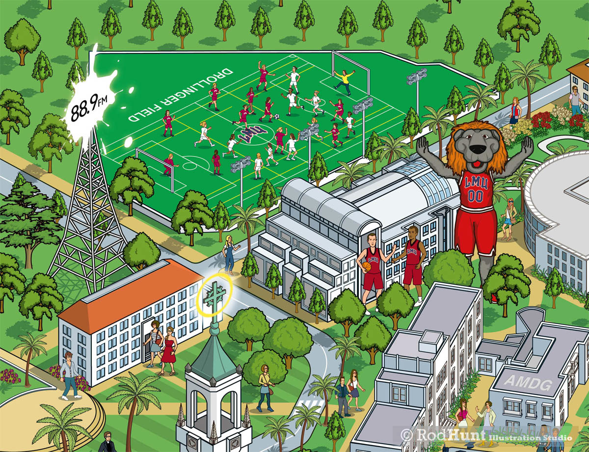 Architectural Map illustrator - detailed illustration of the University campus