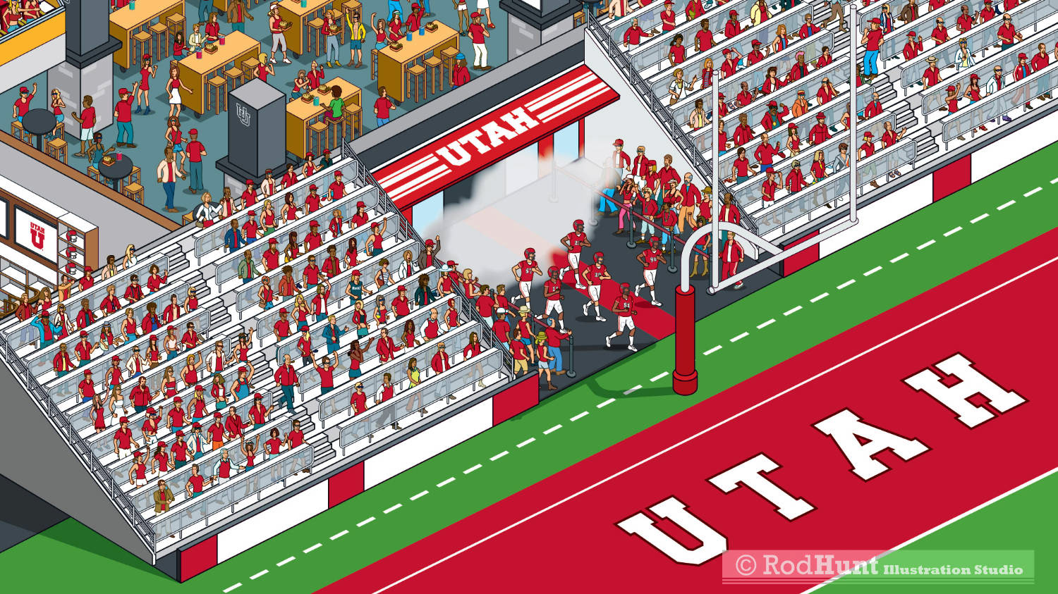 Football stadium cross section architectural sporting event map illustration