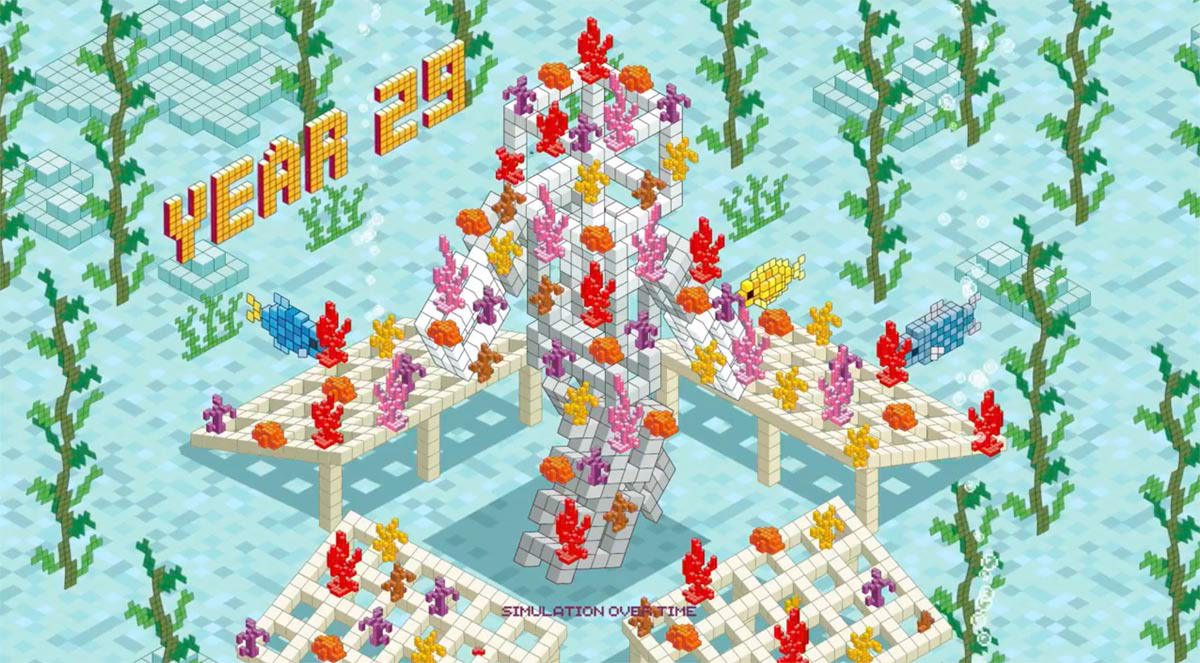 Animated Isometric Pixel Art Illustration - Coral, fish, marine environment
