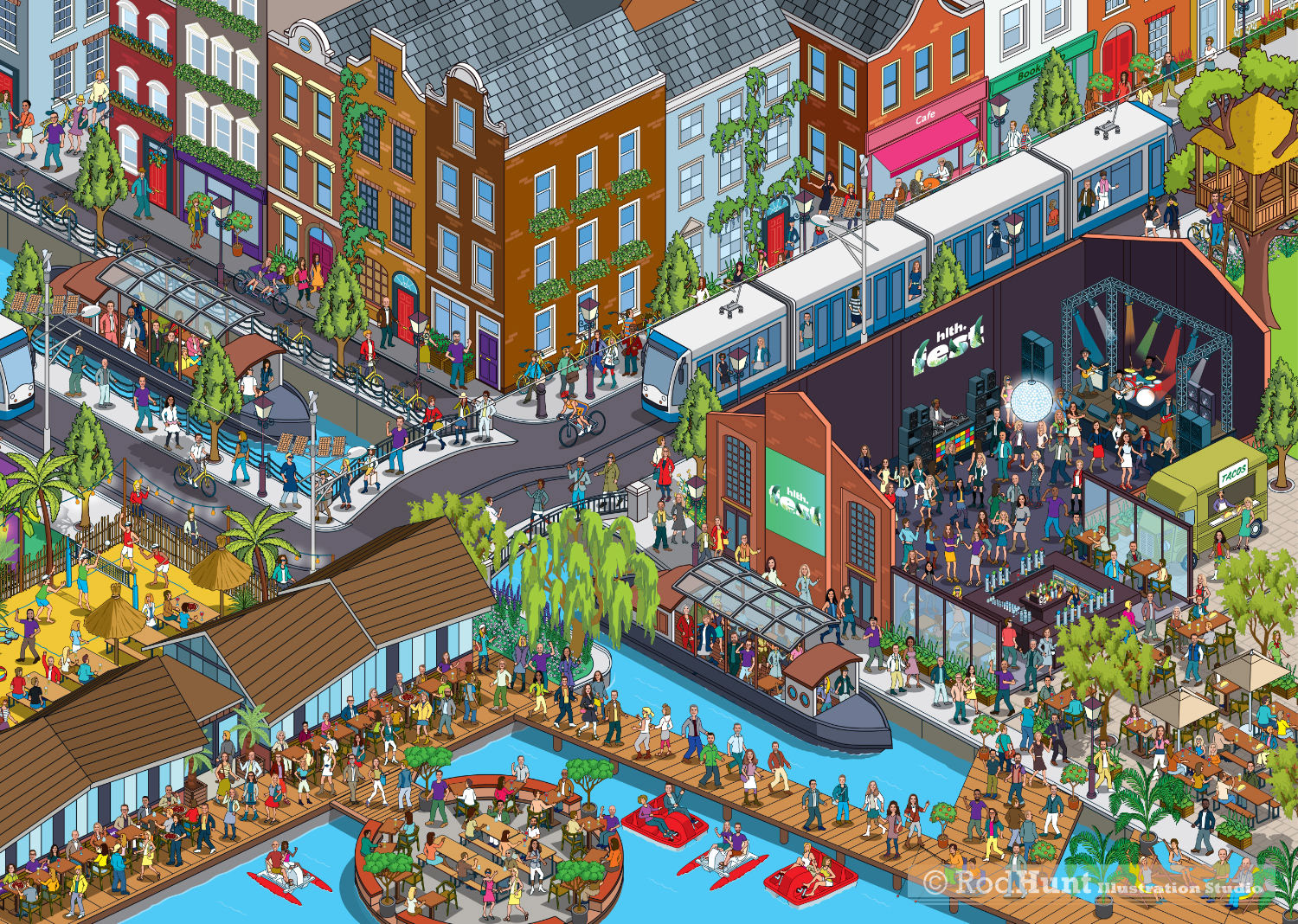 Illustraton of Hospitality venues for HLTH Europe parties