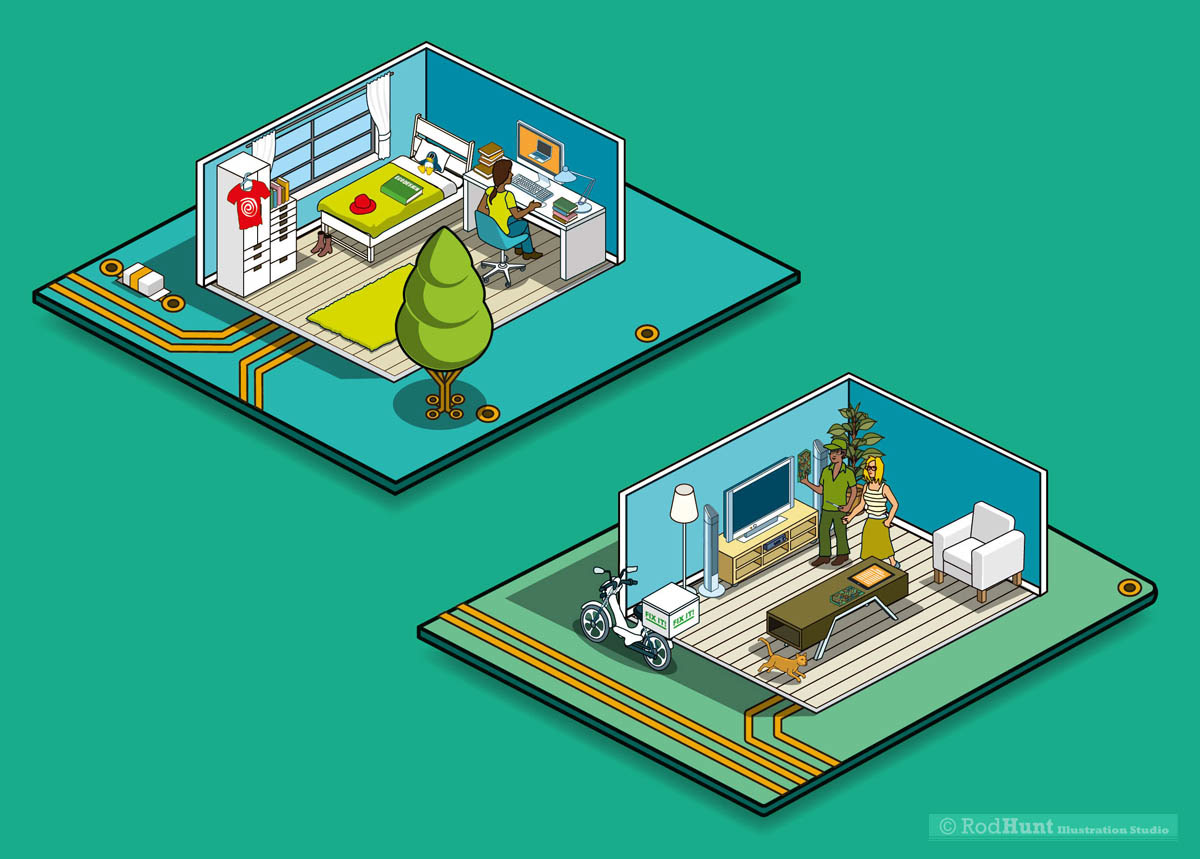 Illustrations of rooms and homes