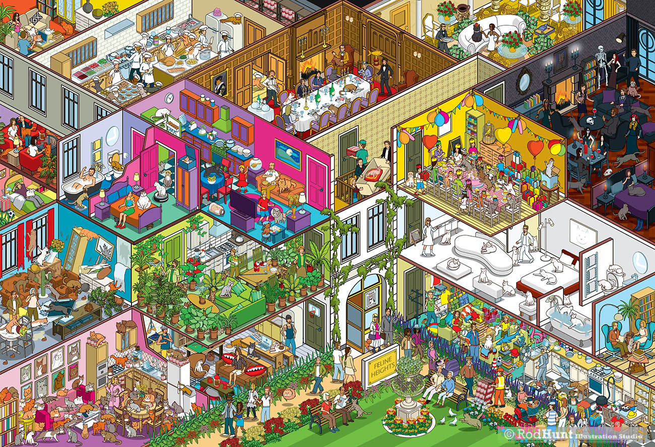 Yappy.com Where's Your Cat/Dog? Adventures in Meowtown: Personalised search and find Book - cat lovers apartments artwork