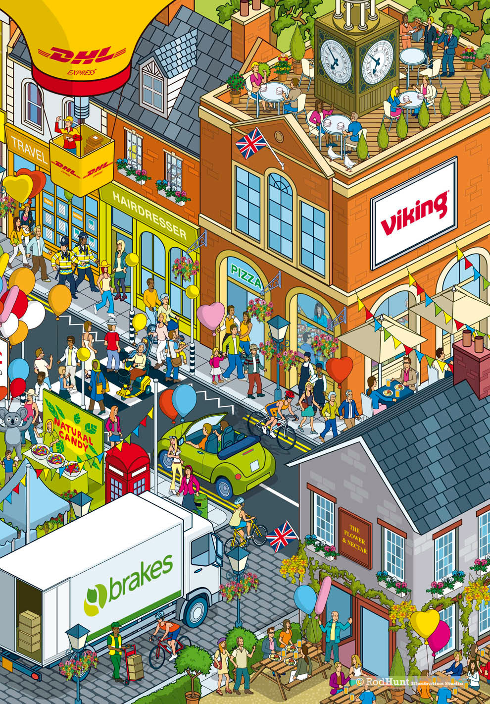 Town Illustration in isometric perspective