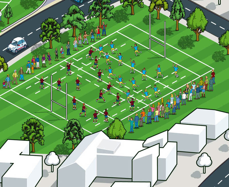 Pixel art maps used for school a campus