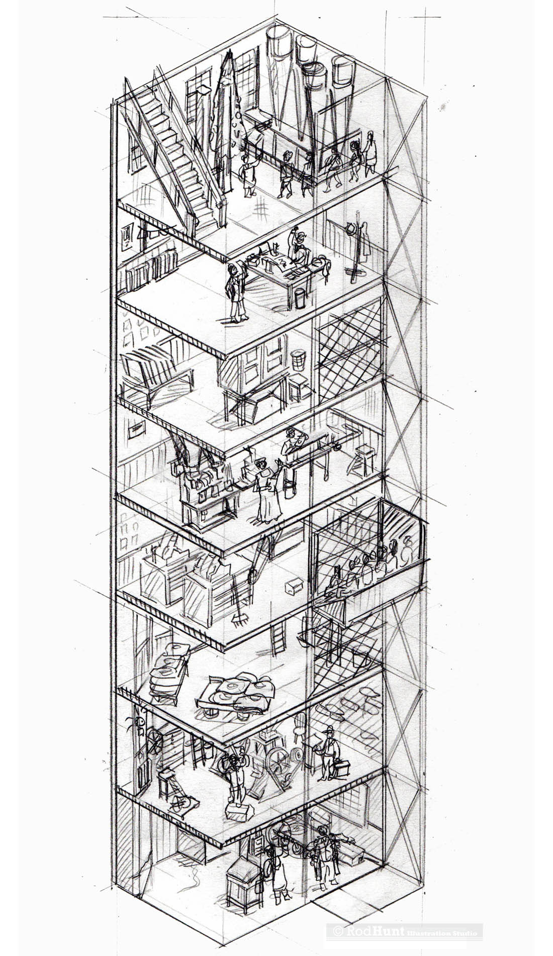 Detailed Hand drawn maps for museums and exhibitions 