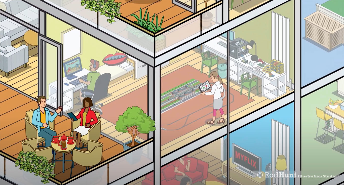 Illustrated Isometric home animation