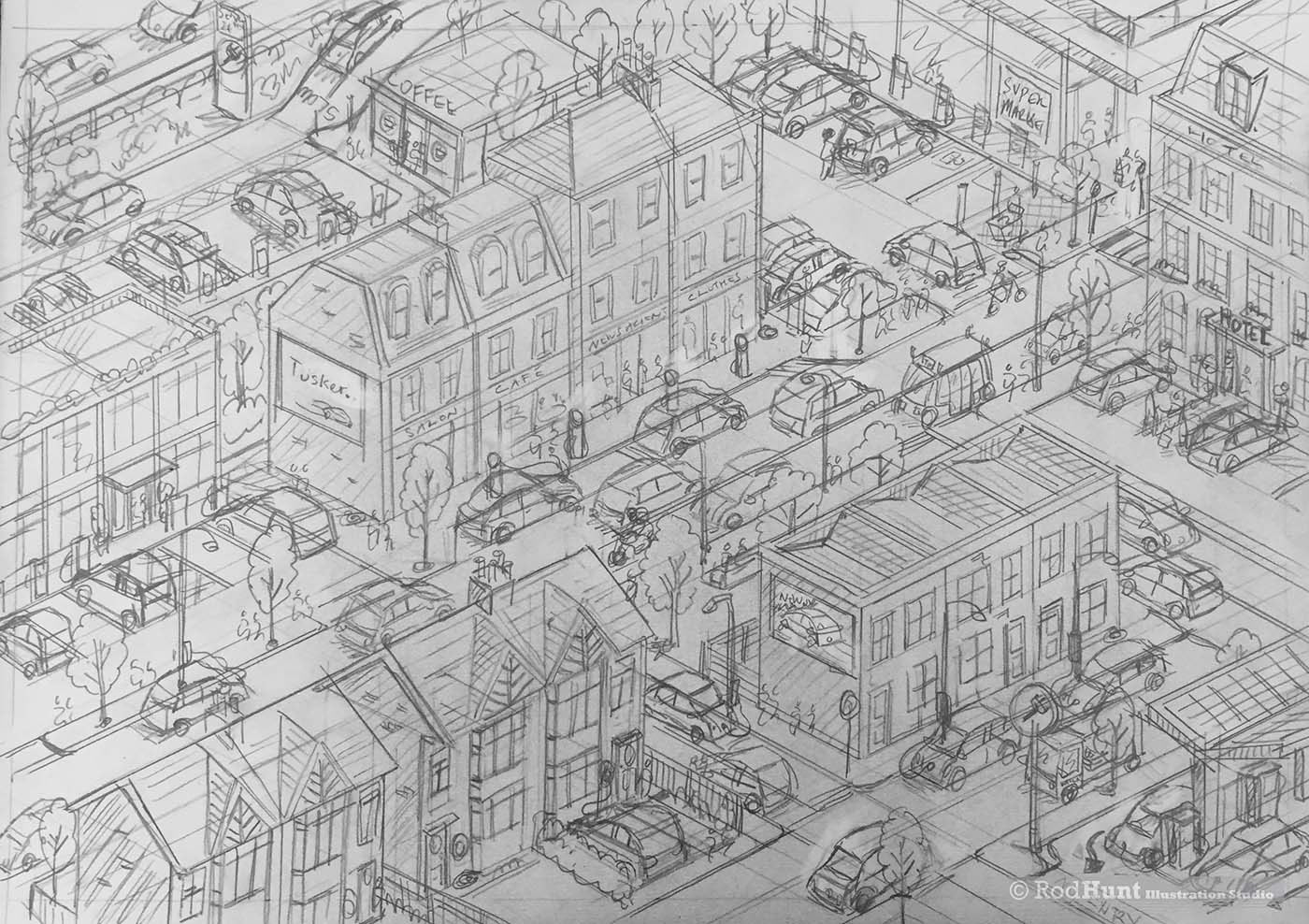 Rough Drawing car automotive illustrations