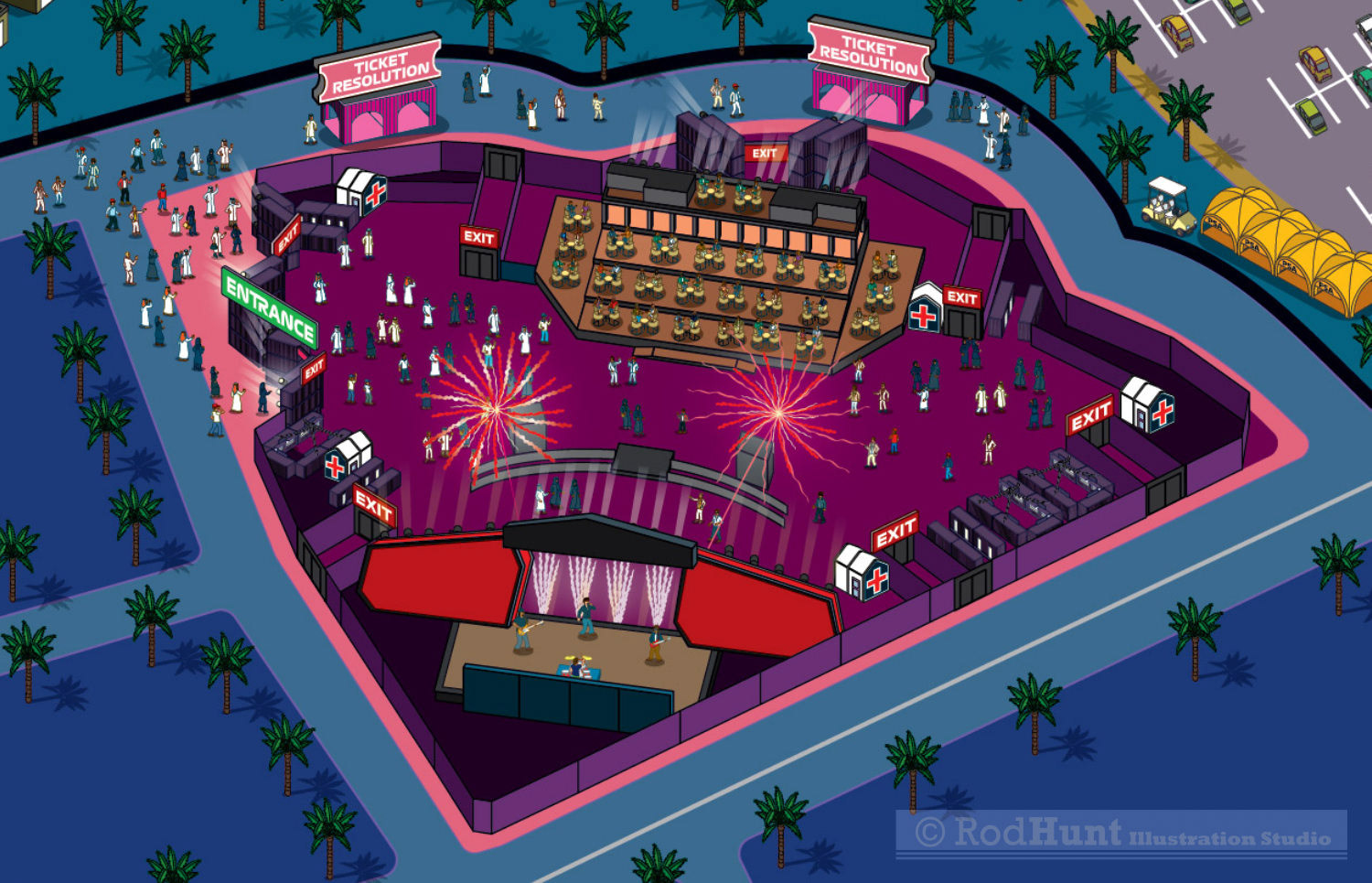 Concert Arena Map at F1 Saudi Arabian Grand Prix 2024 - illustrated Maps for sporting and entertainment events